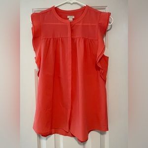 J•Crew Flutter Sleeve Blouse Melon Apricot Orange Sz 6